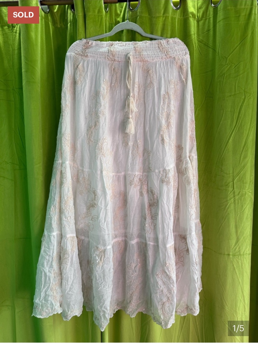POL White Embroidered Maxi Skirt